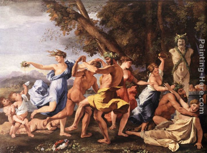 Bacchanal before a Statue of Pan painting - Nicolas Poussin Bacchanal before a Statue of Pan art painting